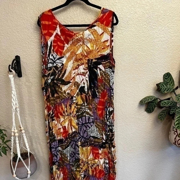 Vivid and colorful crinkle dress Loralette plus size 22 /24 GREAT SUMMER DRESS - Picture 2 of 9